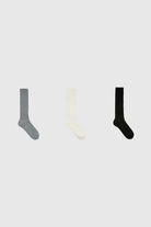 Dark thin ribbed long cashmere blend socks - Set of 3_1