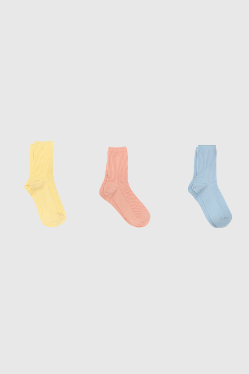 Pastel classic ribbed socks - Set of 3 – Glassworks London