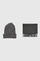 Charcoal grey mohair beanie and wool scarf set
