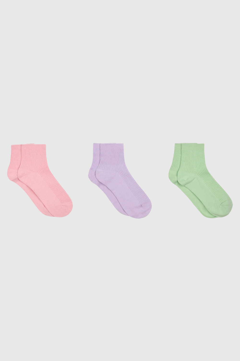 Pastel short cotton blend socks - Set of 3