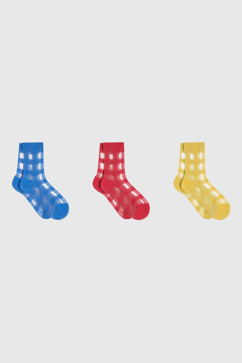 Sheer gingham check socks - Set of 3 – Glassworks London
