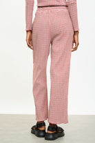 Burgundy gingham loose fit drawstring trousers_2