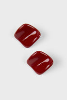 Burgundy organic square earrings_1