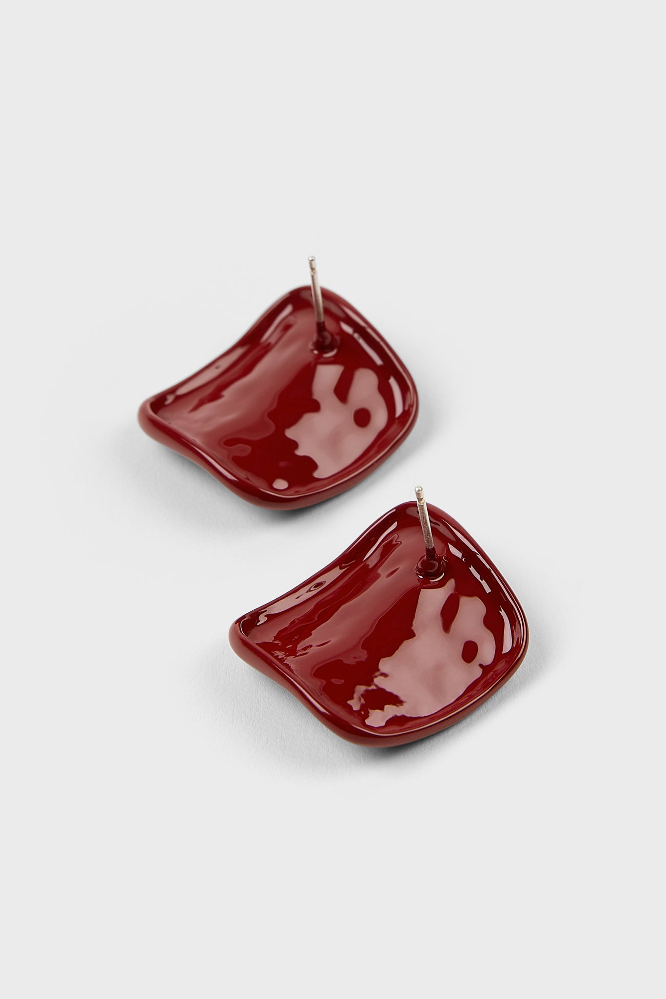 Burgundy organic square earrings_2