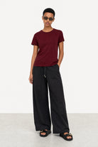 Burgundy semi sheer relaxed fit t-shirt_4
