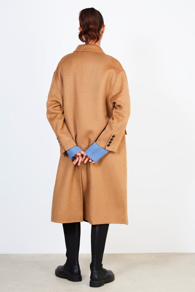 Camel double breasted cocoon coat_2