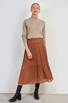 Camel silky micro pleat maxi skirt_2