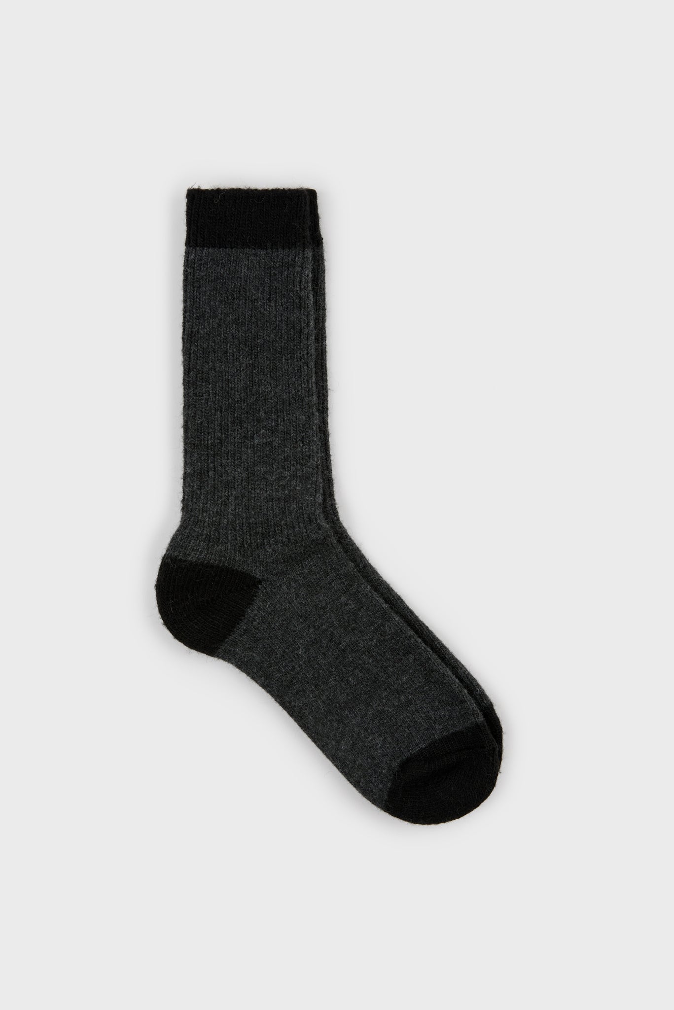 Charcoal and black contrast trim cashmere blend socks_1