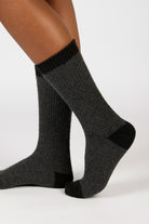 Charcoal and black contrast trim cashmere blend socks_3