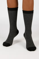 Charcoal and black contrast trim cashmere blend socks_4