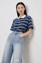Charcoal and blue striped contrast collar rugby shirt_4