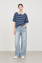 Charcoal and blue striped contrast collar rugby shirt_5