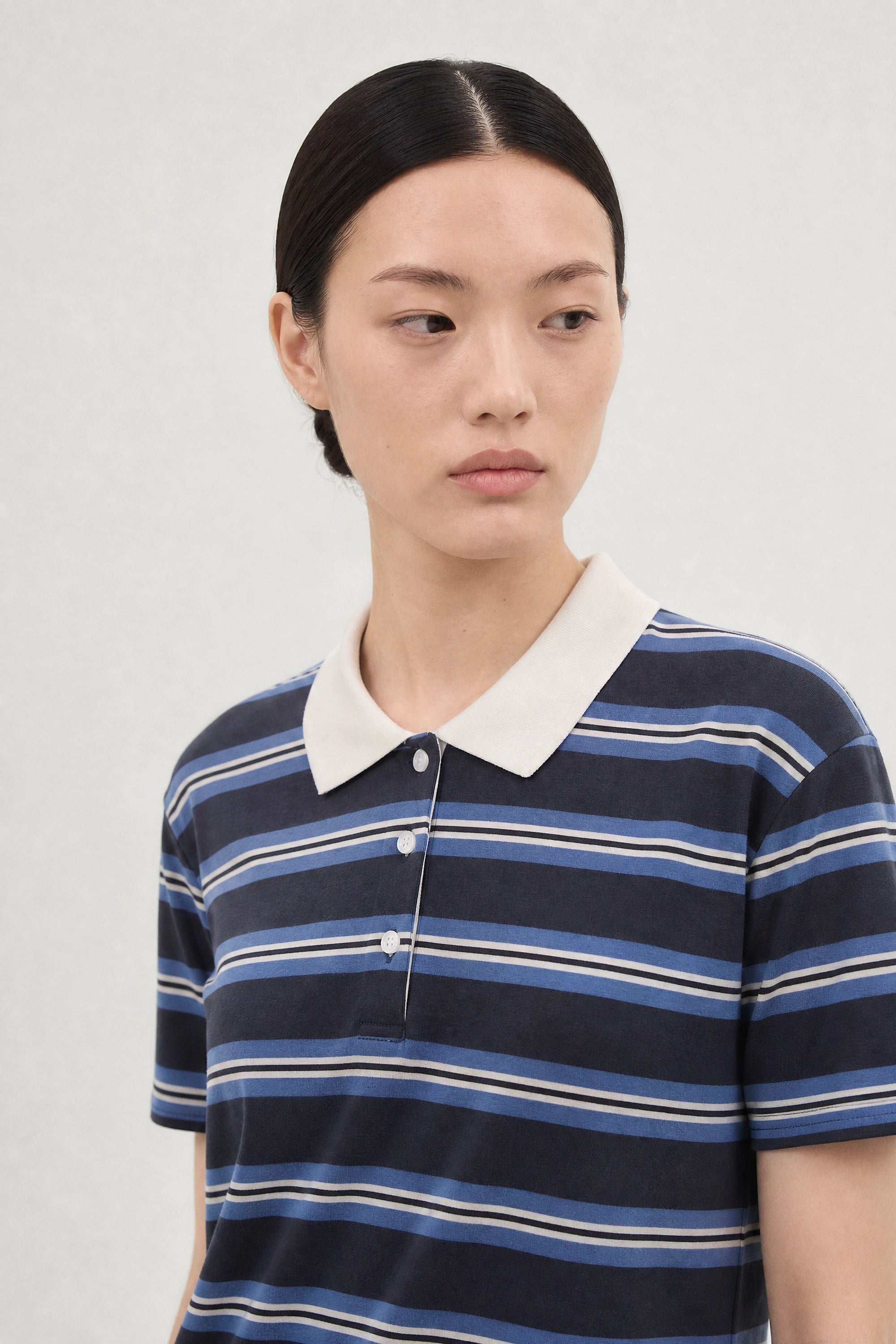 Charcoal and blue striped contrast collar rugby shirt_3