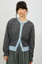 Charcoal and light blue contrast trim cardigan_2