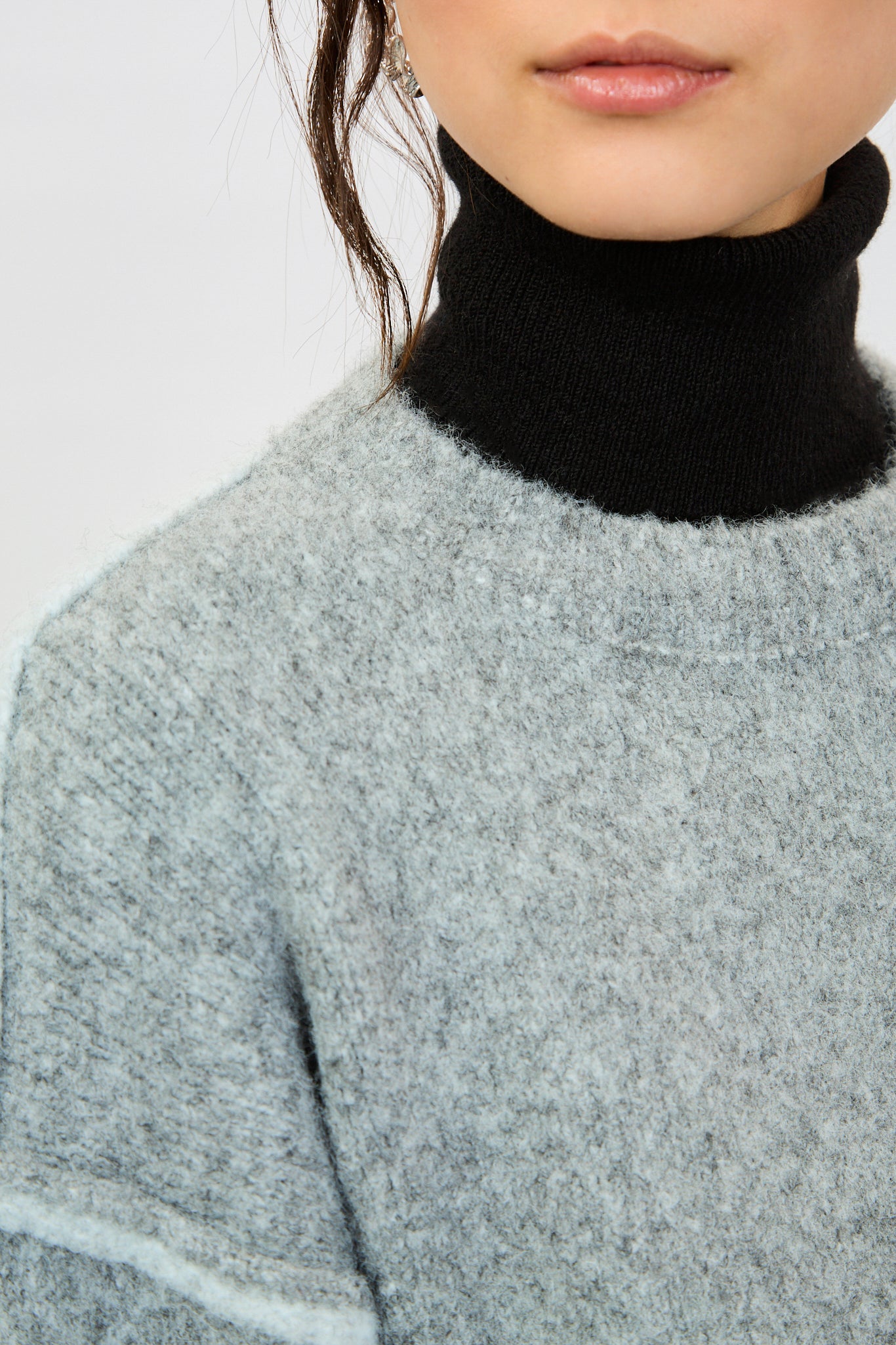 Charcoal and light grey wool blend asymmetric hem jumper_3