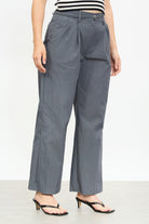 Charcoal double pleat thin belt trousers_1