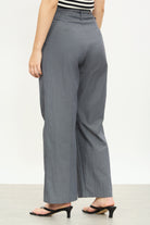 Charcoal double pleat thin belt trousers_2