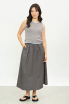 Charcoal elasticated skirt_4