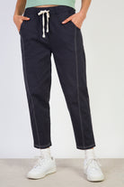 Charcoal grey contrast stitch drawstring trousers_1