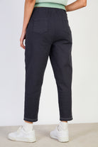 Charcoal grey contrast stitch drawstring trousers_2