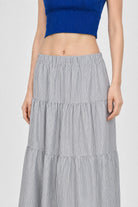 Charcoal grey seersucker tiered midi skirt_3