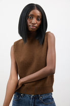 Brown mock neck open back knit vest_2