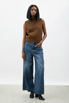 Brown mock neck open back knit vest_4