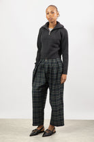 Charcoal grey wool blend ribbed wide collar cardigan_4