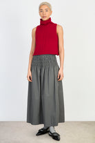 Charcoal large ruched waist maxi skirt_4