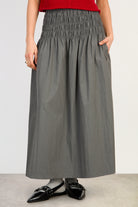 Charcoal large ruched waist maxi skirt_1