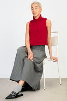 Charcoal large ruched waist maxi skirt_5