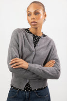 Charcoal pure wool round neck cardigan_1