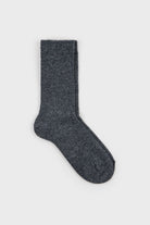 Charcoal smooth cashmere wool blend socks_1