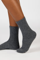 Charcoal smooth cashmere wool blend socks_3