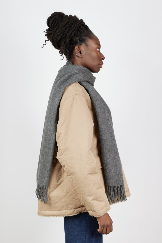 Charcoal grey pure wool scarf_3