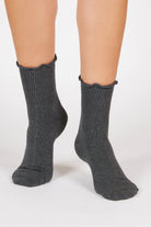 Charcoal grey ruffle trim socks_4