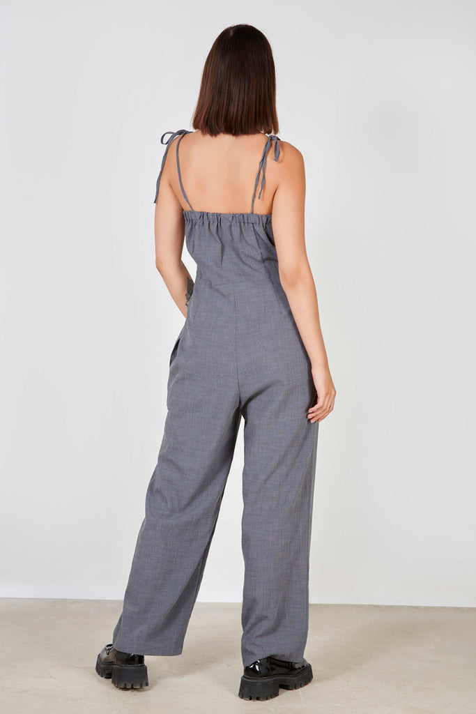 Charcoal grey smart tailored tie strap jumpsuit_2