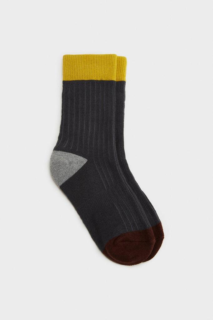 Charcoal grey tricolour ribbed socks_2