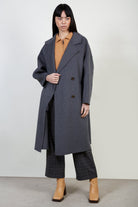 Charcoal pure wool handmade double breasted coat_4