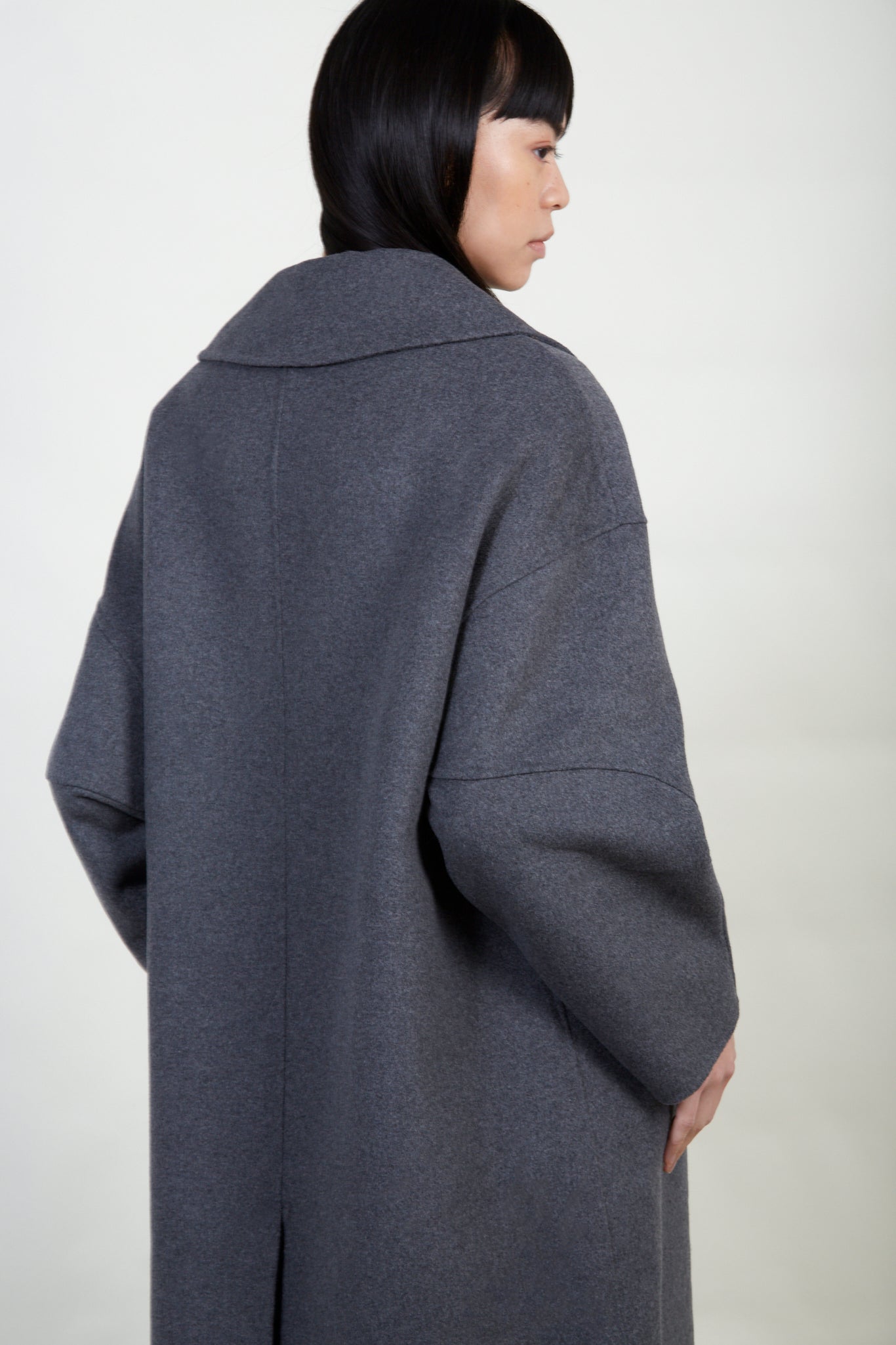 Charcoal pure wool handmade double breasted coat_3