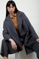 Charcoal pure wool handmade double breasted coat_2