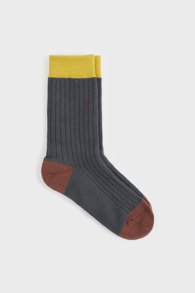 Charcoal ribbed tricolour block socks_2