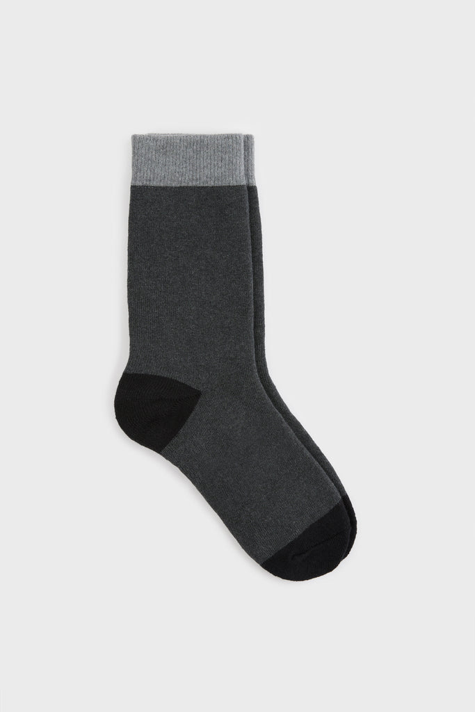 Charcoal smooth tricolour block socks_2