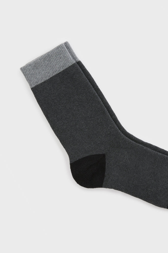 Charcoal smooth tricolour block socks_3