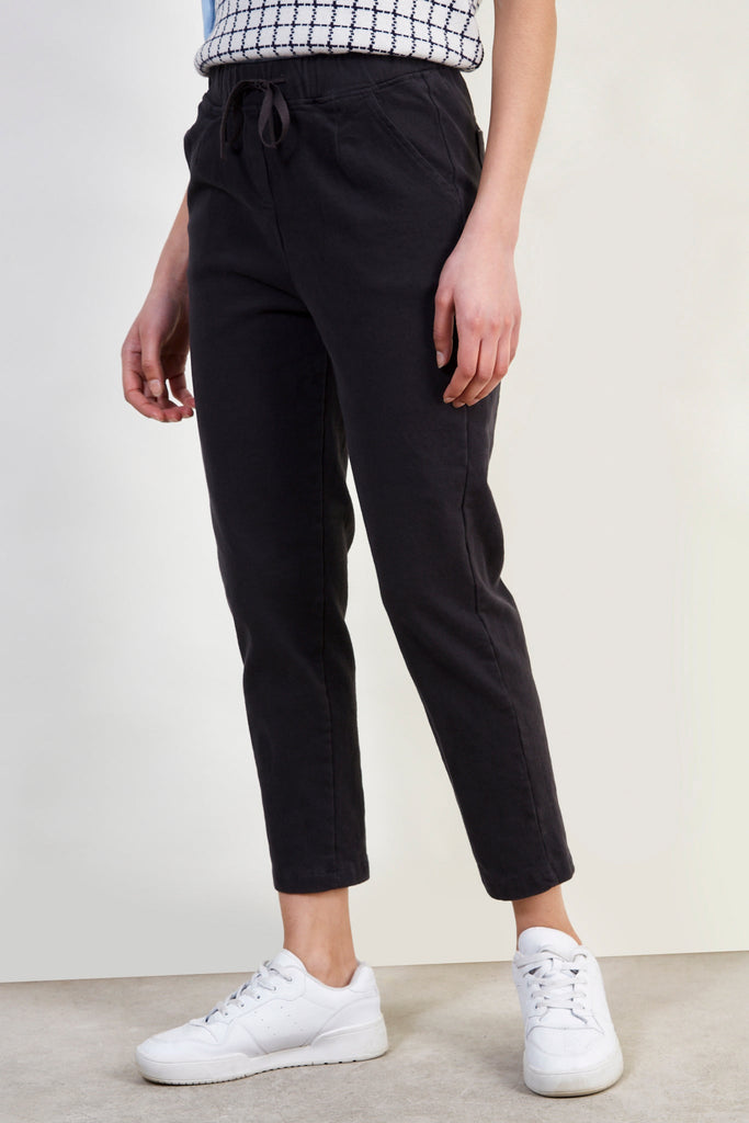 Charcoal thick loose fit drawstring trousers_1