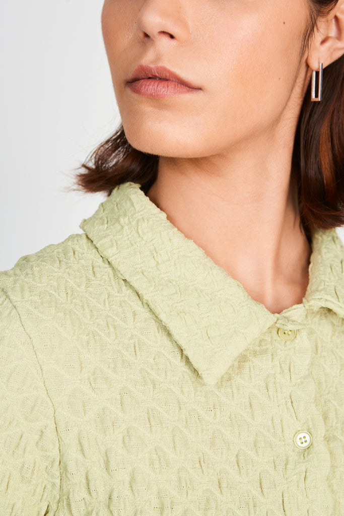 Chartreuse textured fitted shirt_3