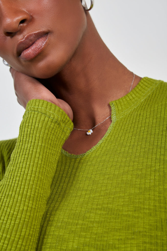Chartreuse ribbed top_4