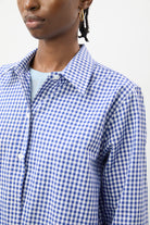 Cobalt blue and ivory gingham pure cotton shirt_3