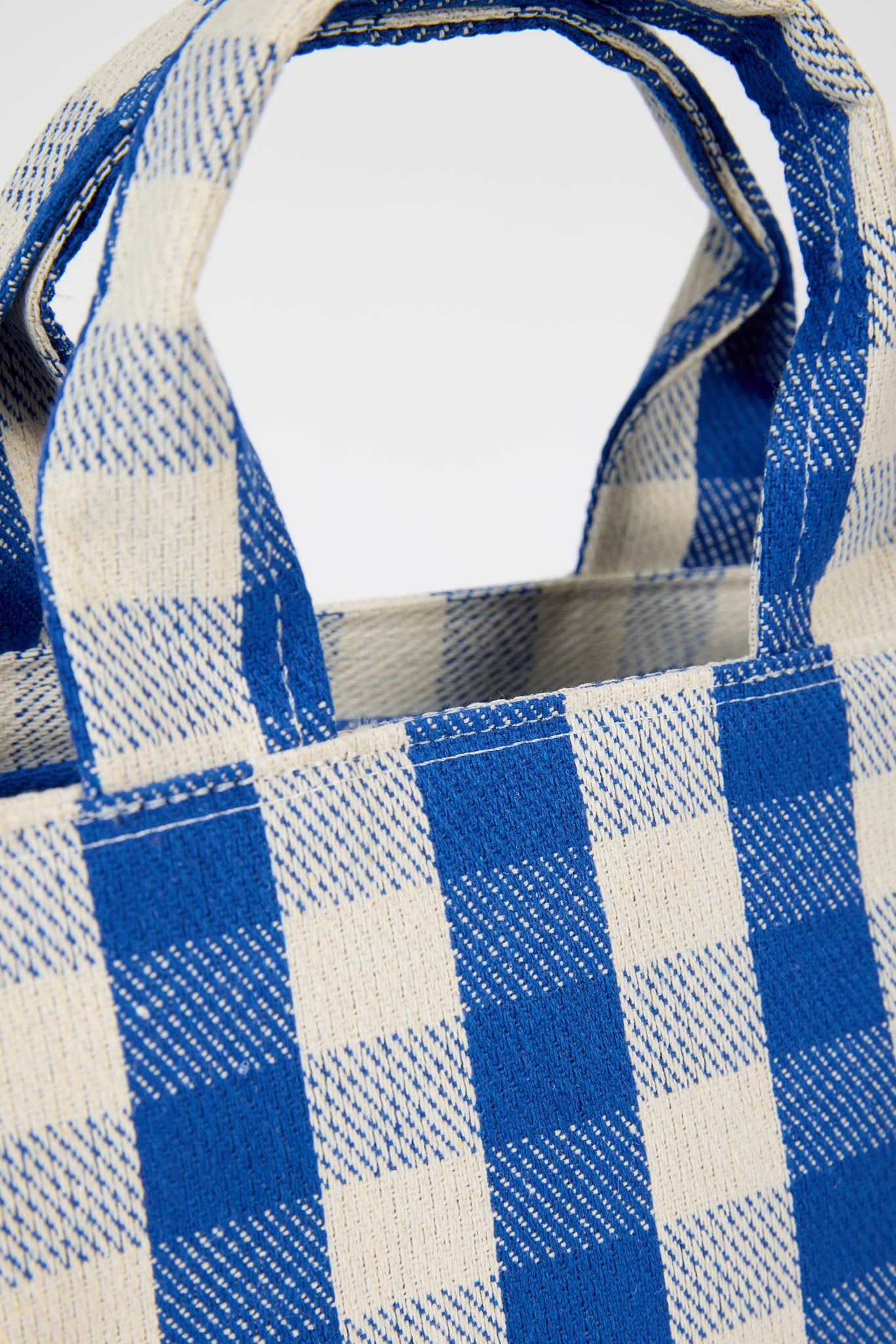 Cobalt blue giant check mini tote bag_3