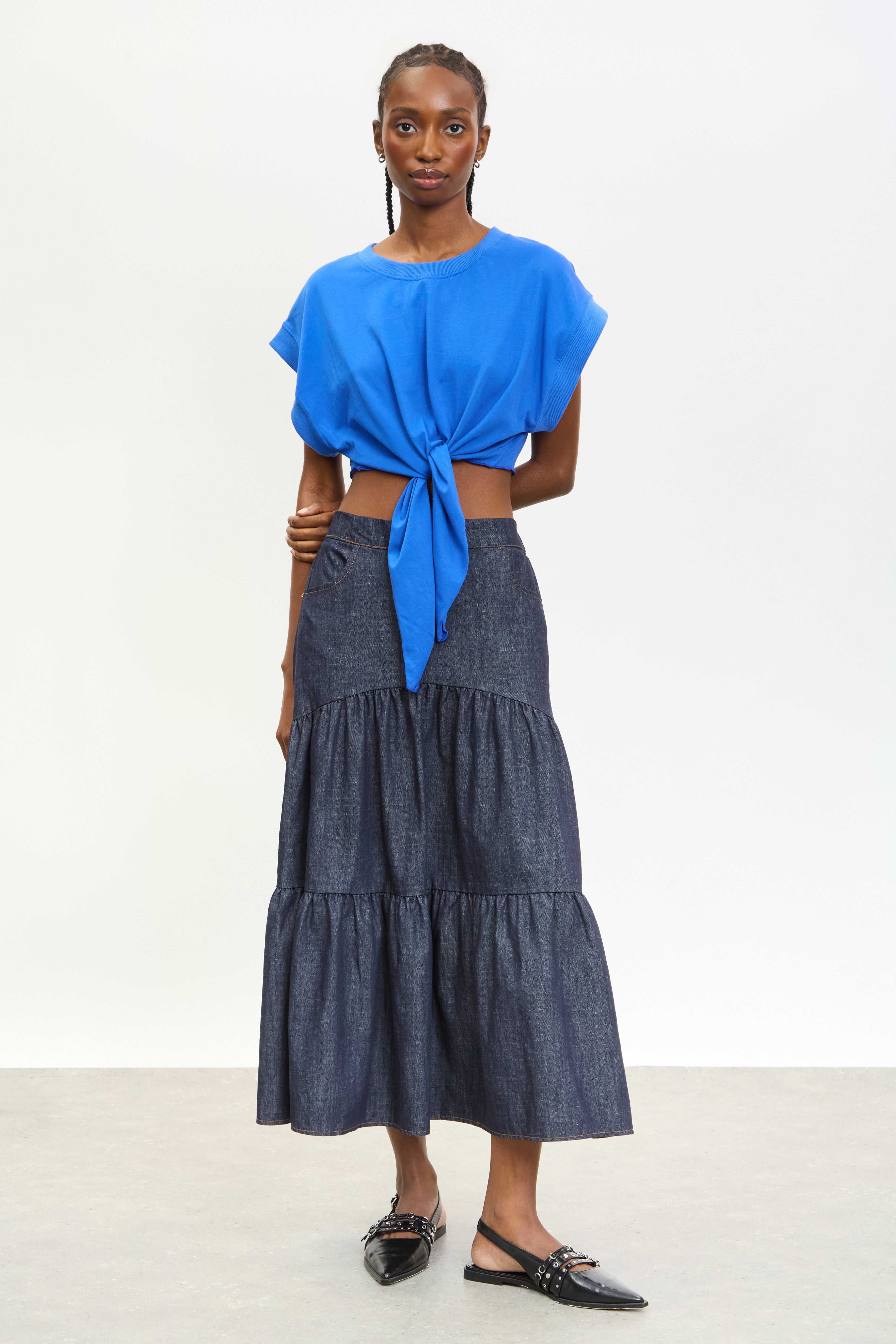 Cobalt blue waist sleeveless tee_4